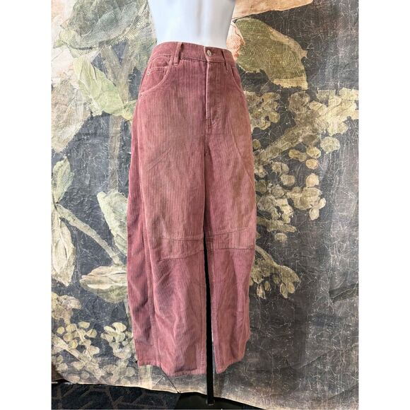 Free People We The Free Good Luck Mid-Rise Cord Barrel Jeans Size 27 - Picture 2 of 10